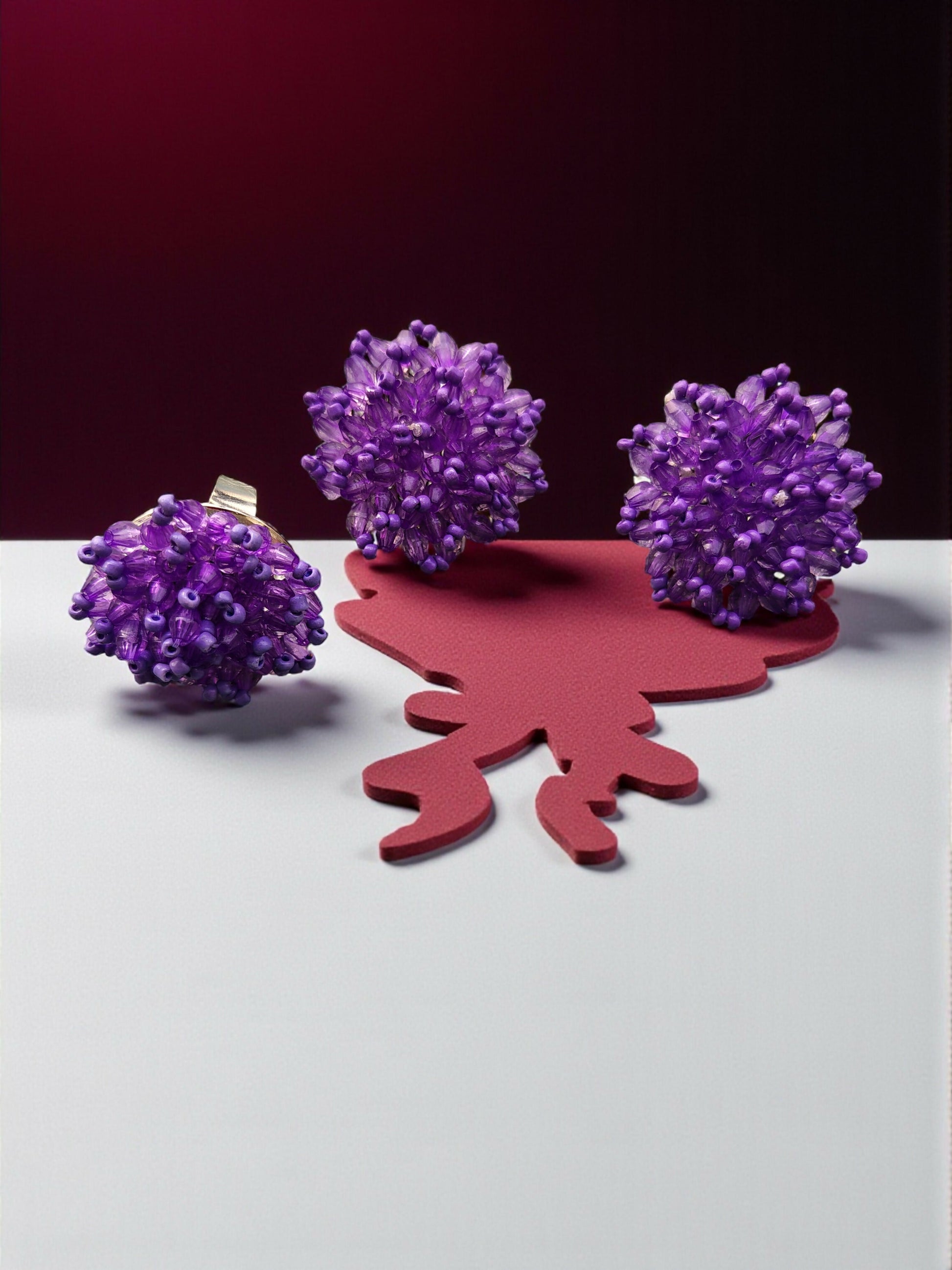 Inhanns Rangmani Crystal Duo – Adjustable Ring + Statement Earrings Set - Purple