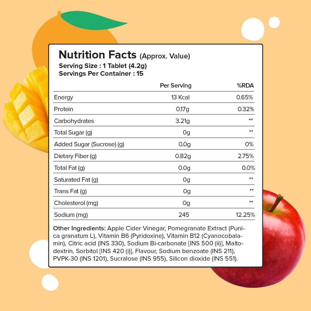 PLIX The Plant Fix Apple Cider Vinegar Effervescent Tablets with Mother - Mango 