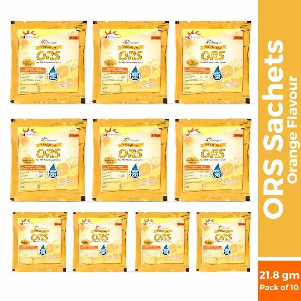 Dr. Morepen ORS Powder Sachets, Liquid Hydration Drink - Orange Flavour | Grab2Buy