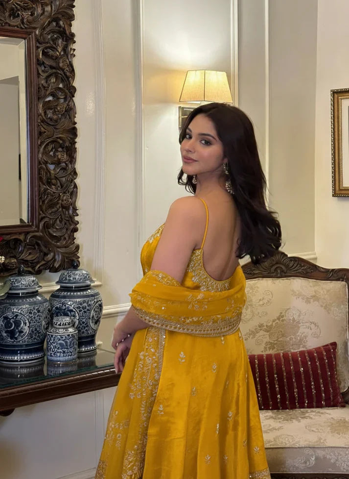 Yash Enterprise Yellow Vichitra Silk Party Wear Embroidery Suit Set  Grab2Buy Yash Enterprise Grab2Buy