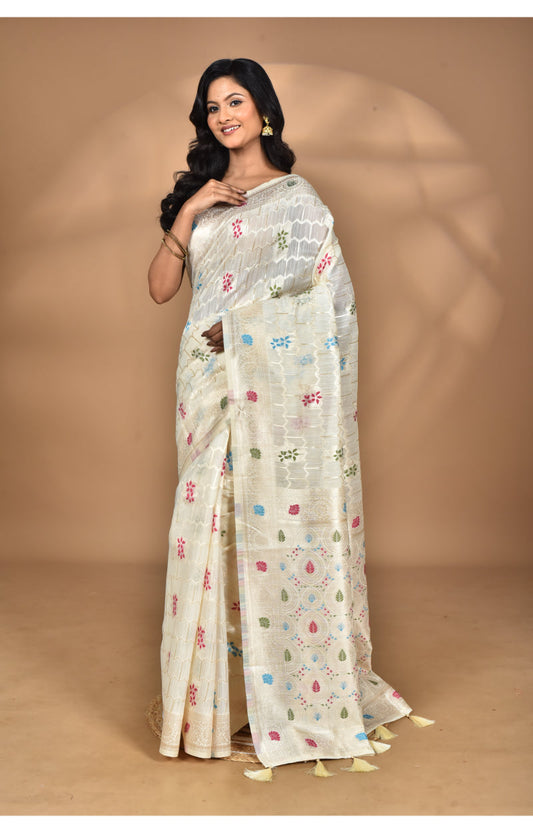 Morchari Women Desgin Chanderi Silk Saree-Cream