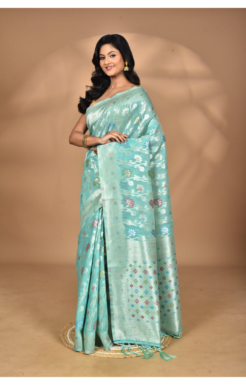 Morchari Women Desgin Chanderi Silk Saree-Green