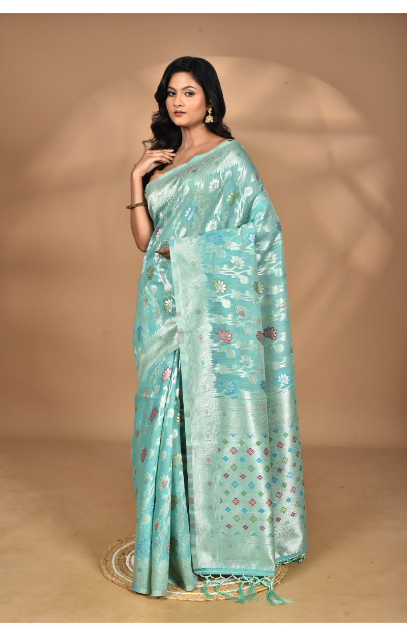Morchari Women Desgin Chanderi Silk Saree-Green