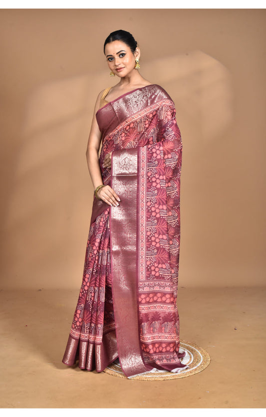 Morchari Chanderi Digital Print Saree-Multi