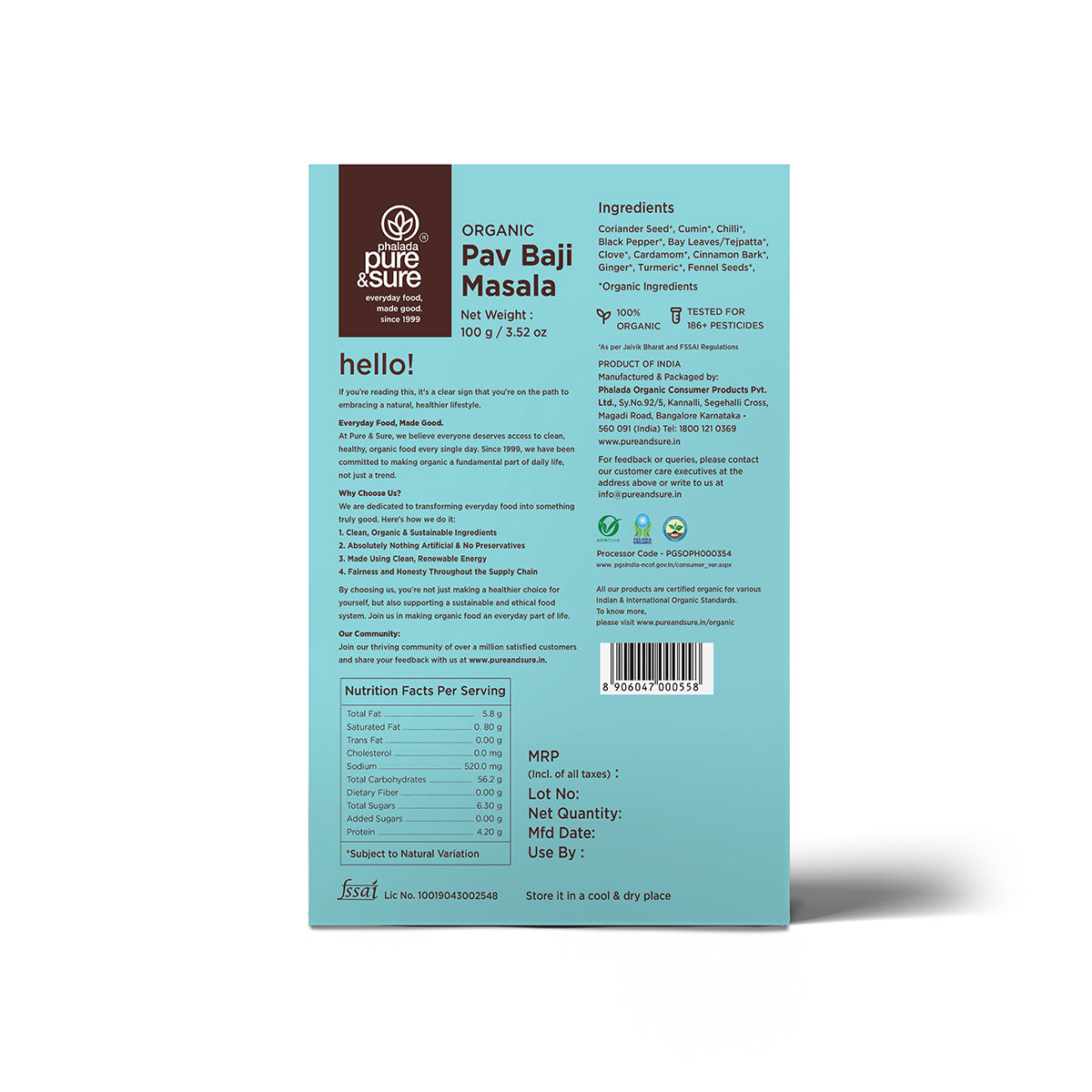 Pure & Sure Organic Pav Bhaji Masala