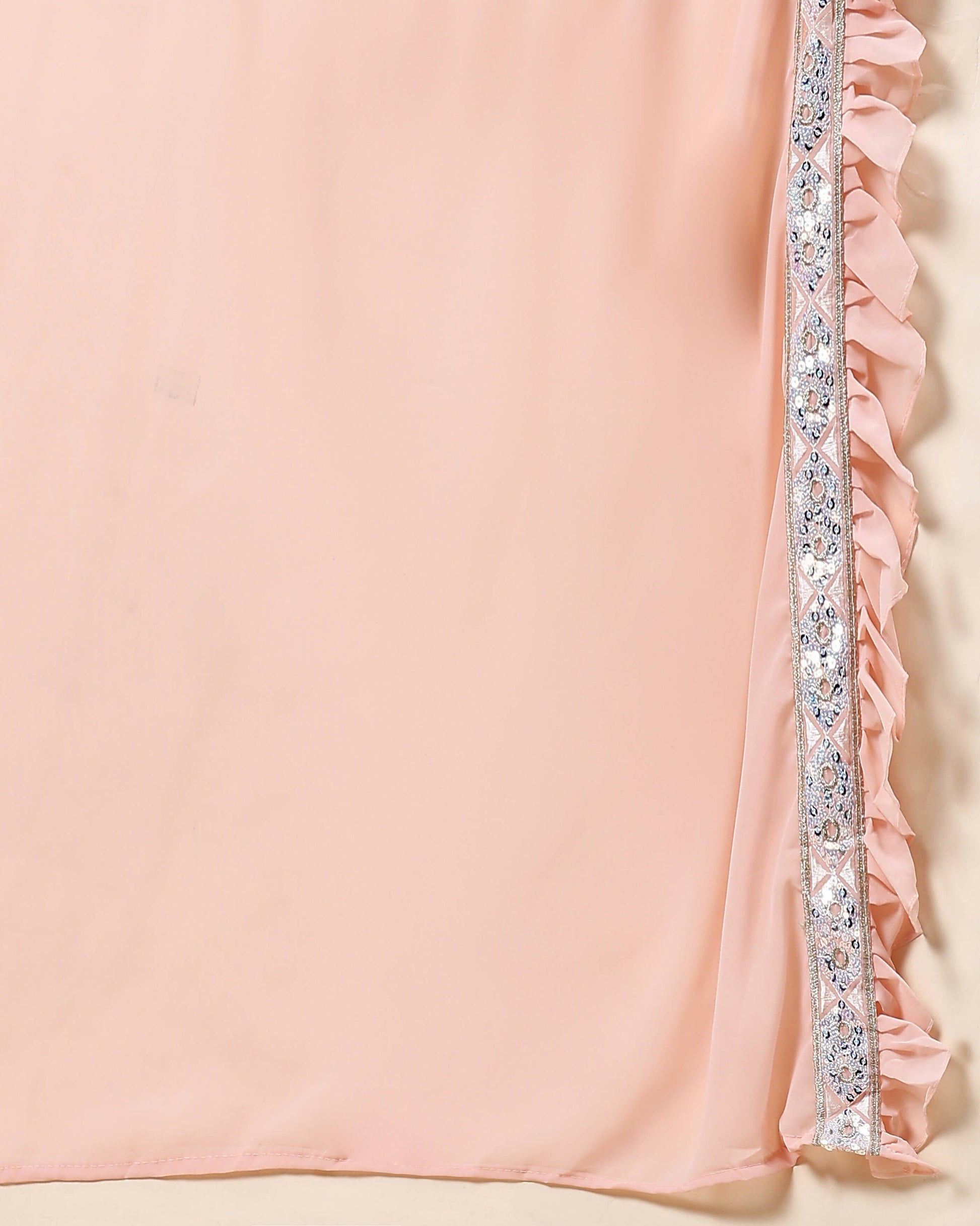 Peach Pure Viscose Georgette Thread With Sequins Embroidery Work Lehenga Choli With Dupatta - Tanya