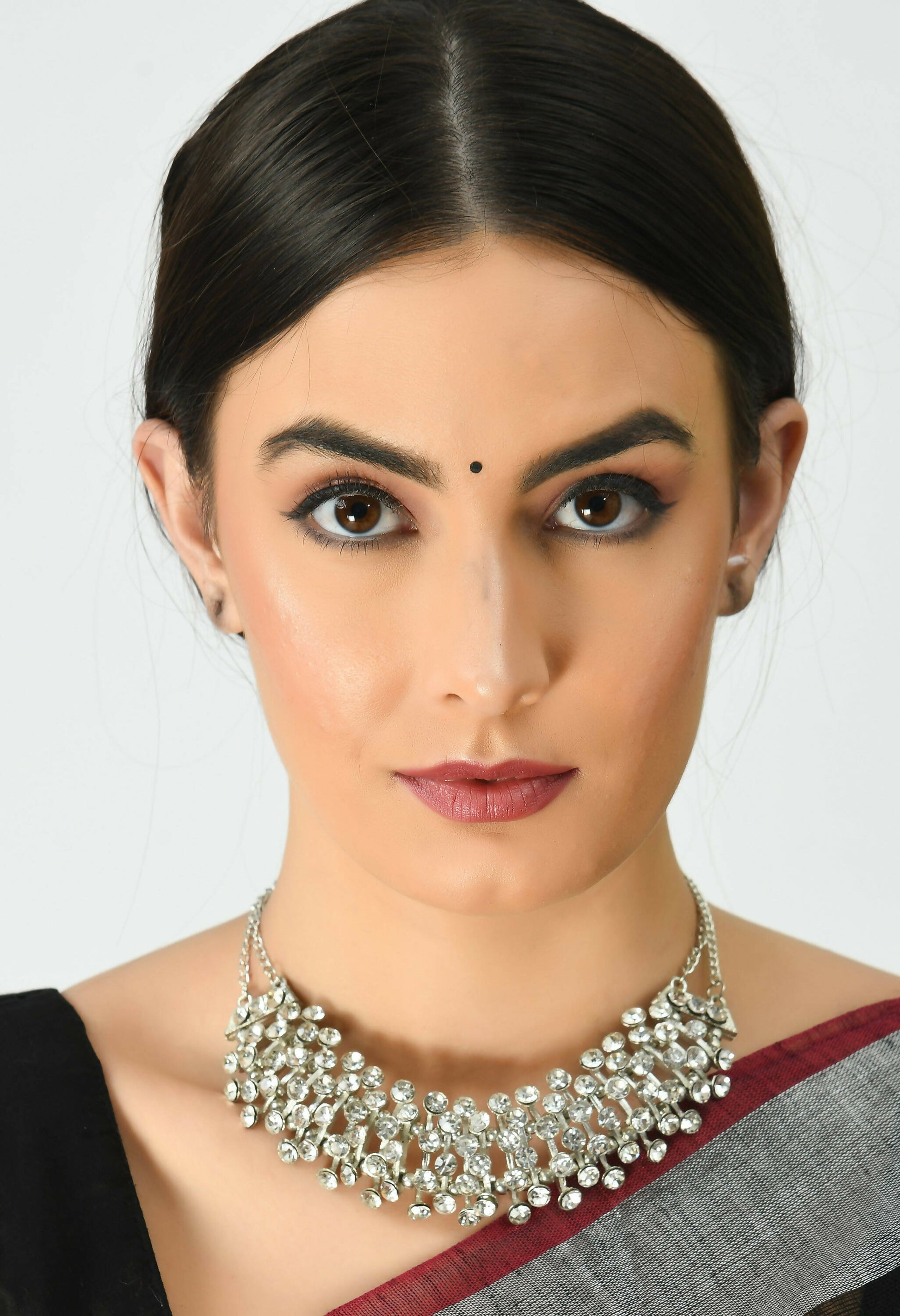 Mominos Fashion Johar Kamal Silver-Plated Brass Finish Kundan Choker For Women - Grab2buy