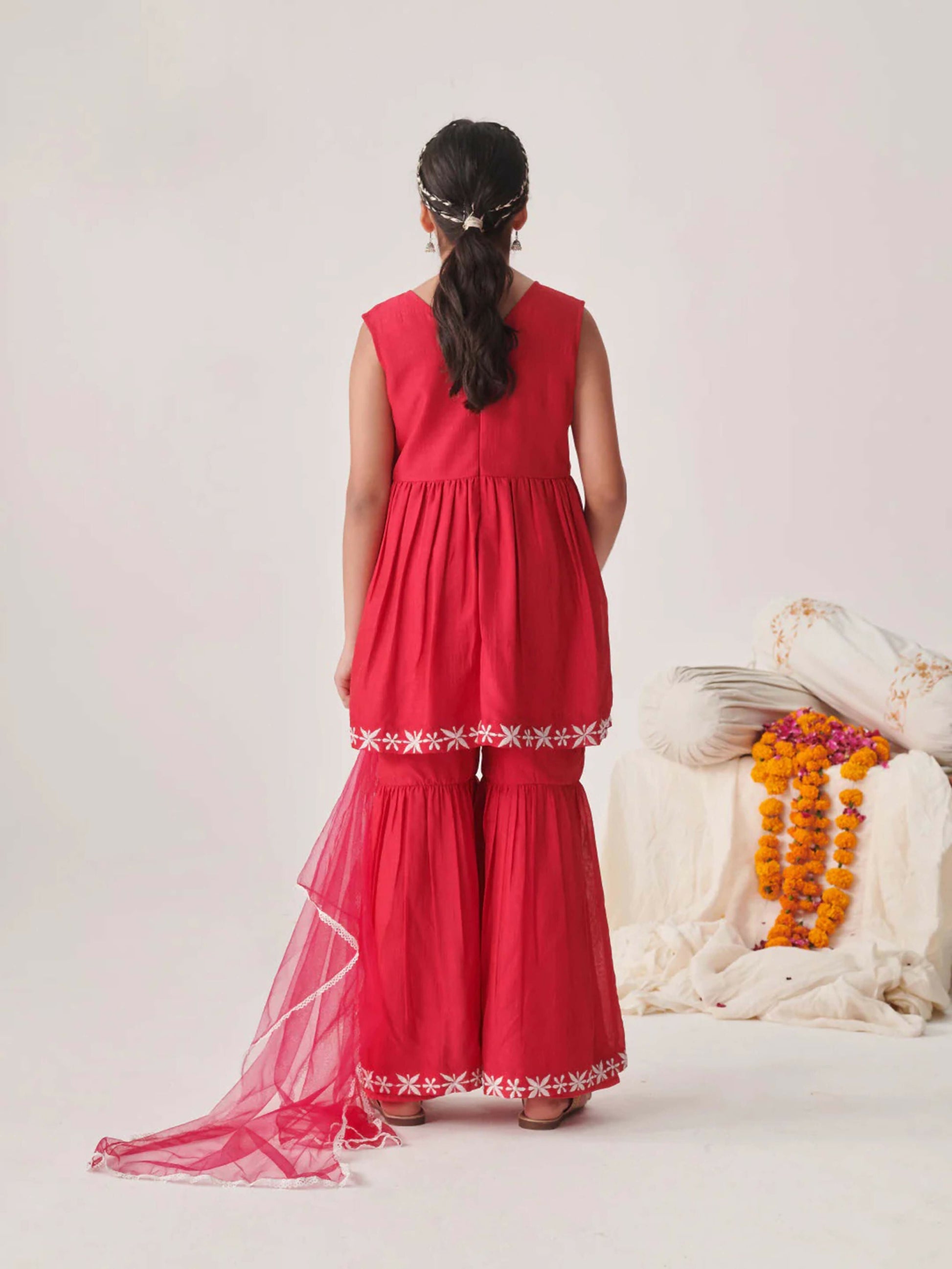 Joban Fashion Girl's Magenta Pink Color Sharara Set
