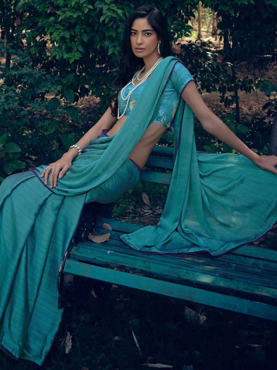 Aastha Fashion Women's Teal Art Silk Woven Saree with Blouse - Grab2buy