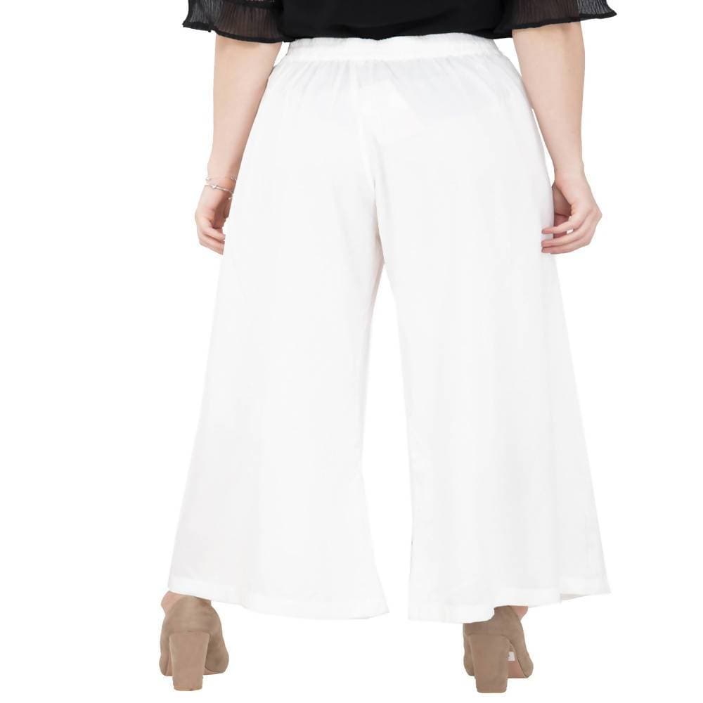 Lagi Women's White Solid Palazzo (PLZ04F) 