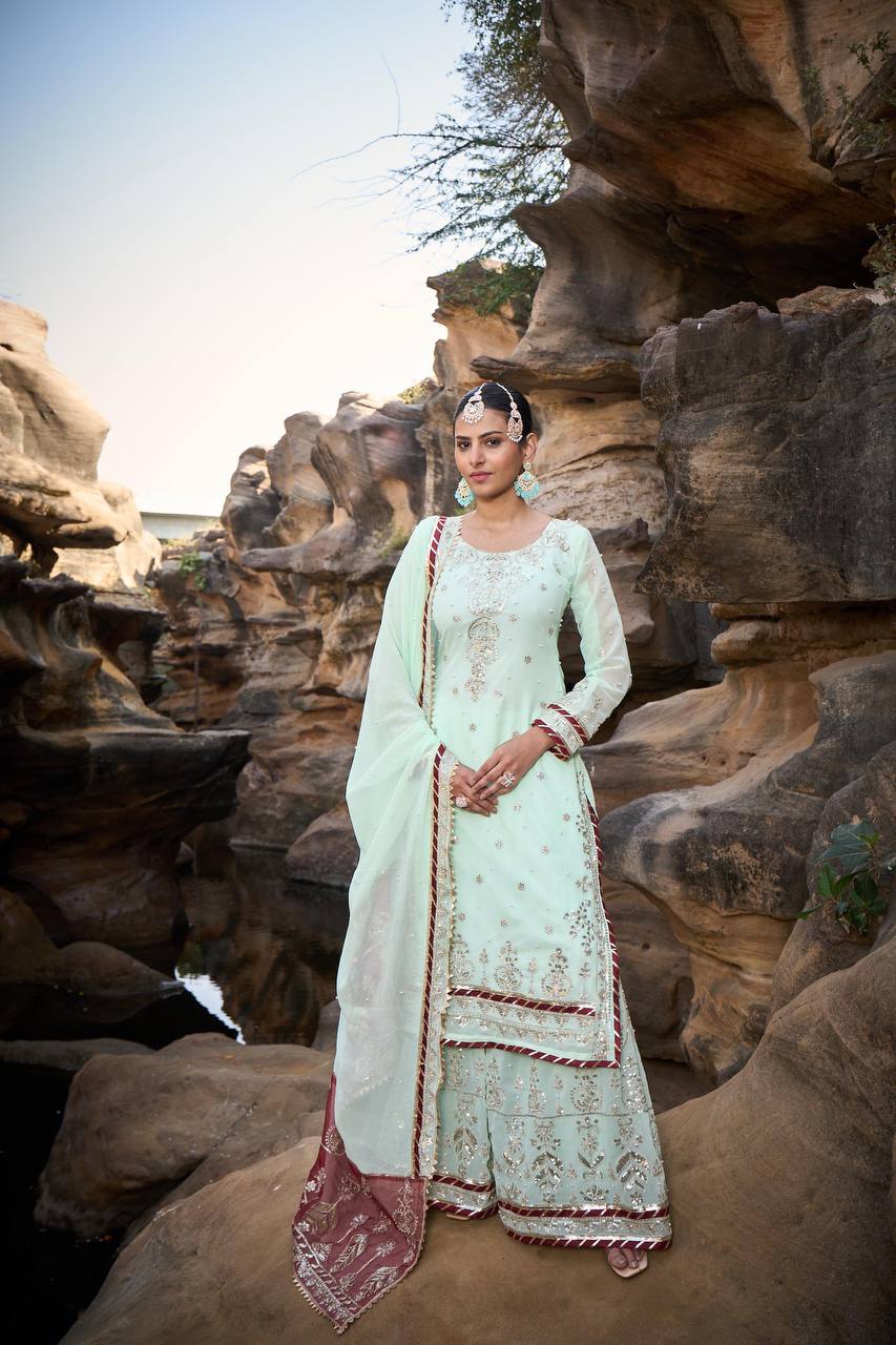 Lehenga Mart Designer Faux Georgette Ready to wear Sharara Suit for Eid