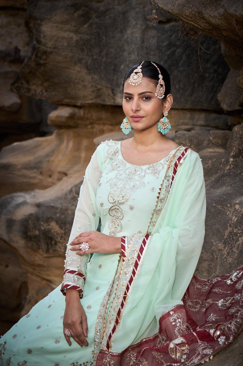 Lehenga Mart Designer Faux Georgette Ready to wear Sharara Suit for Eid