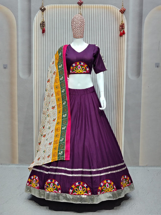 DEIANA'S Gota Patch Gamthi Work Lace Lehenga Choli - Wine 