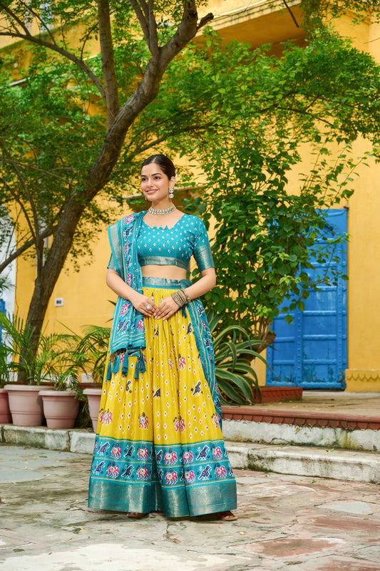 DEIANA'S Jacquard With Jari Lining With Print Lehenga Choli - Wine 