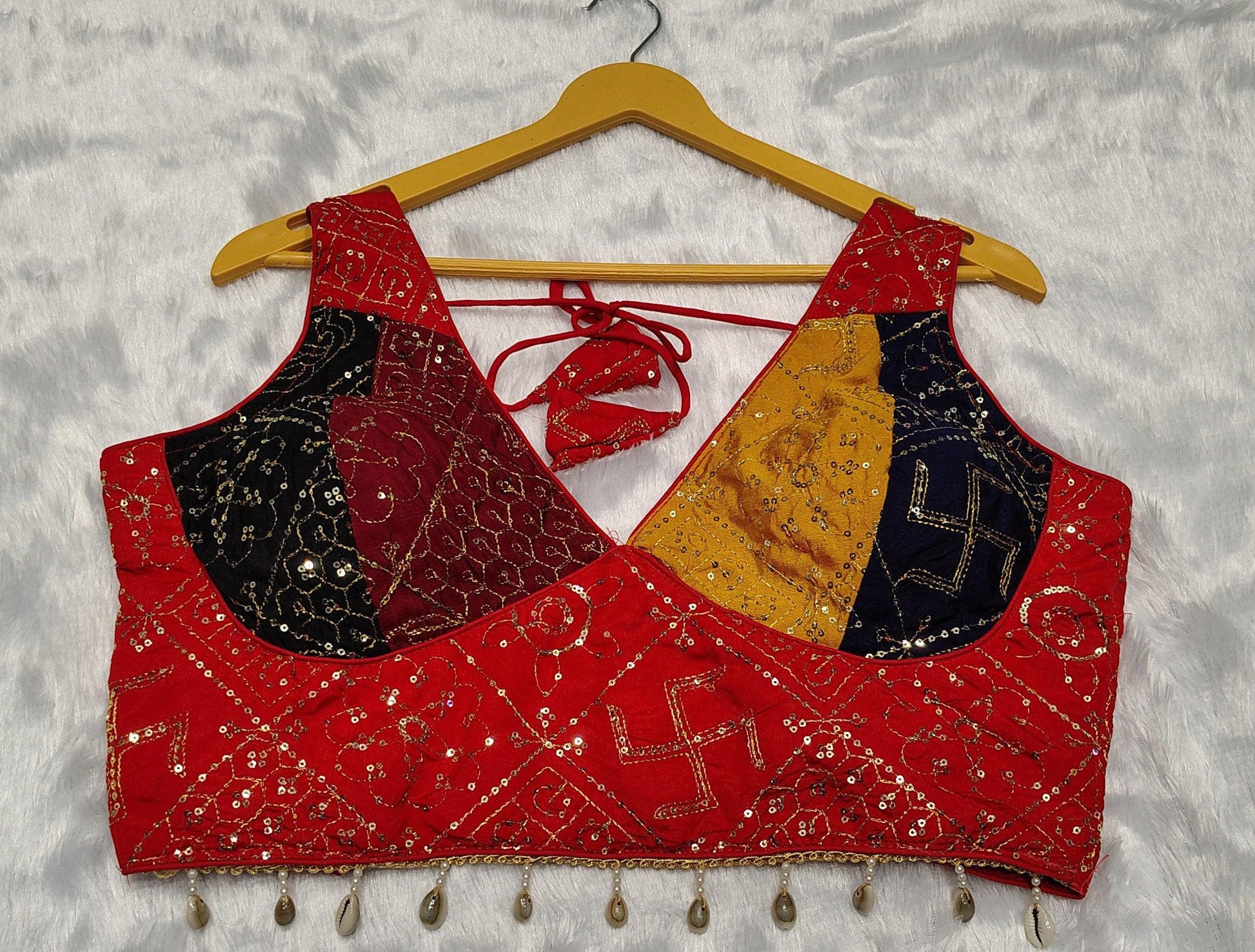 DEIANA'S Gamthi Patch With Handmade Kodi Lace Lehenga Choli - Black 