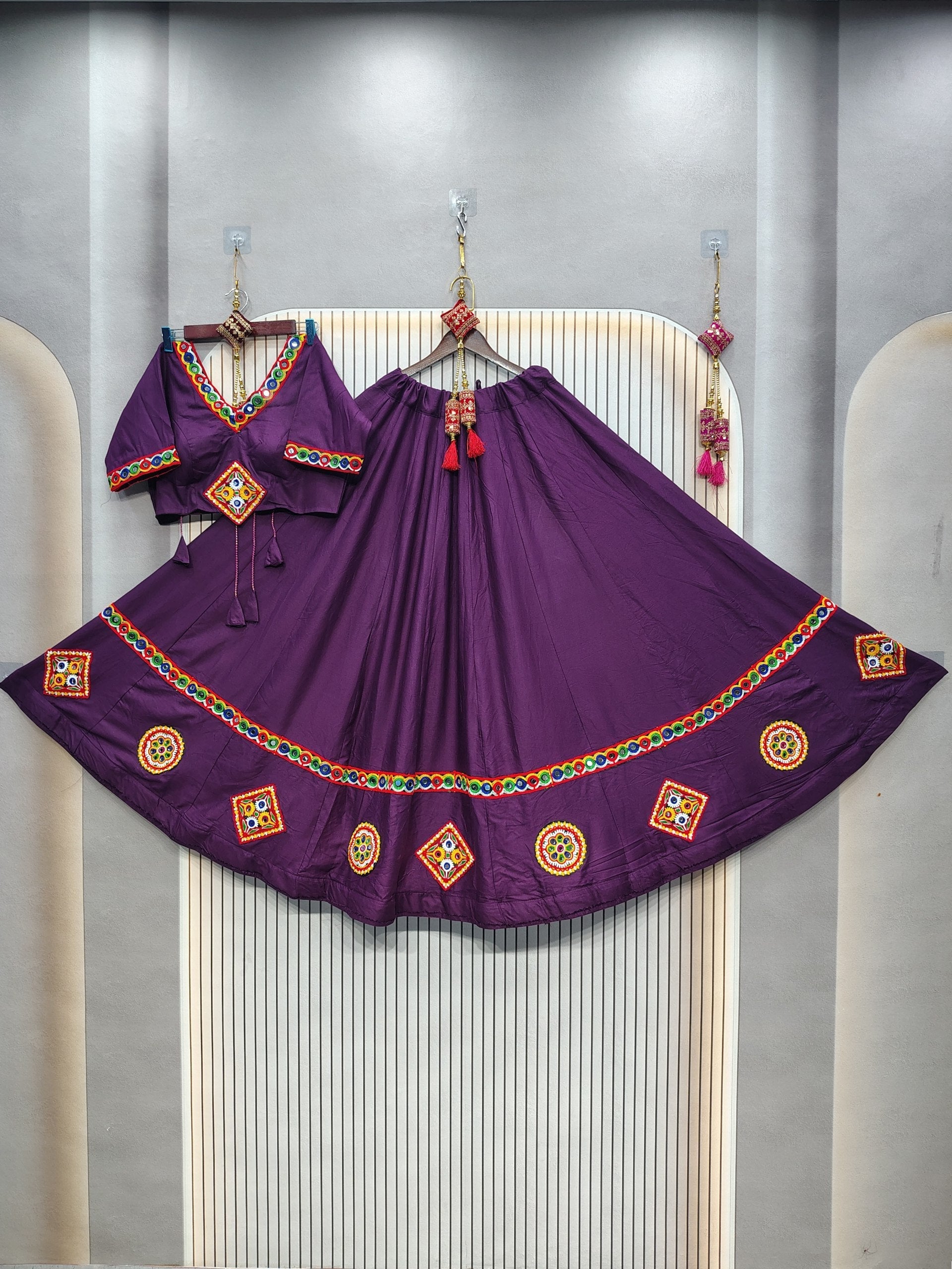 DEIANA'S Gota Patch Gamthi Work Lace Lehenga Choli - Wine 
