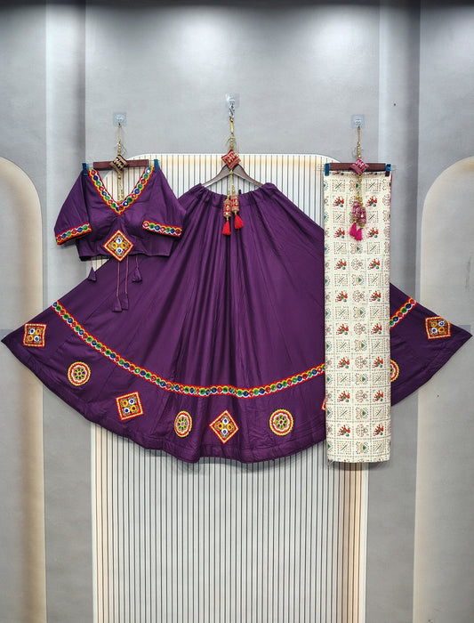 DEIANA'S Gota Patch Gamthi Work Lace Lehenga Choli - Wine 