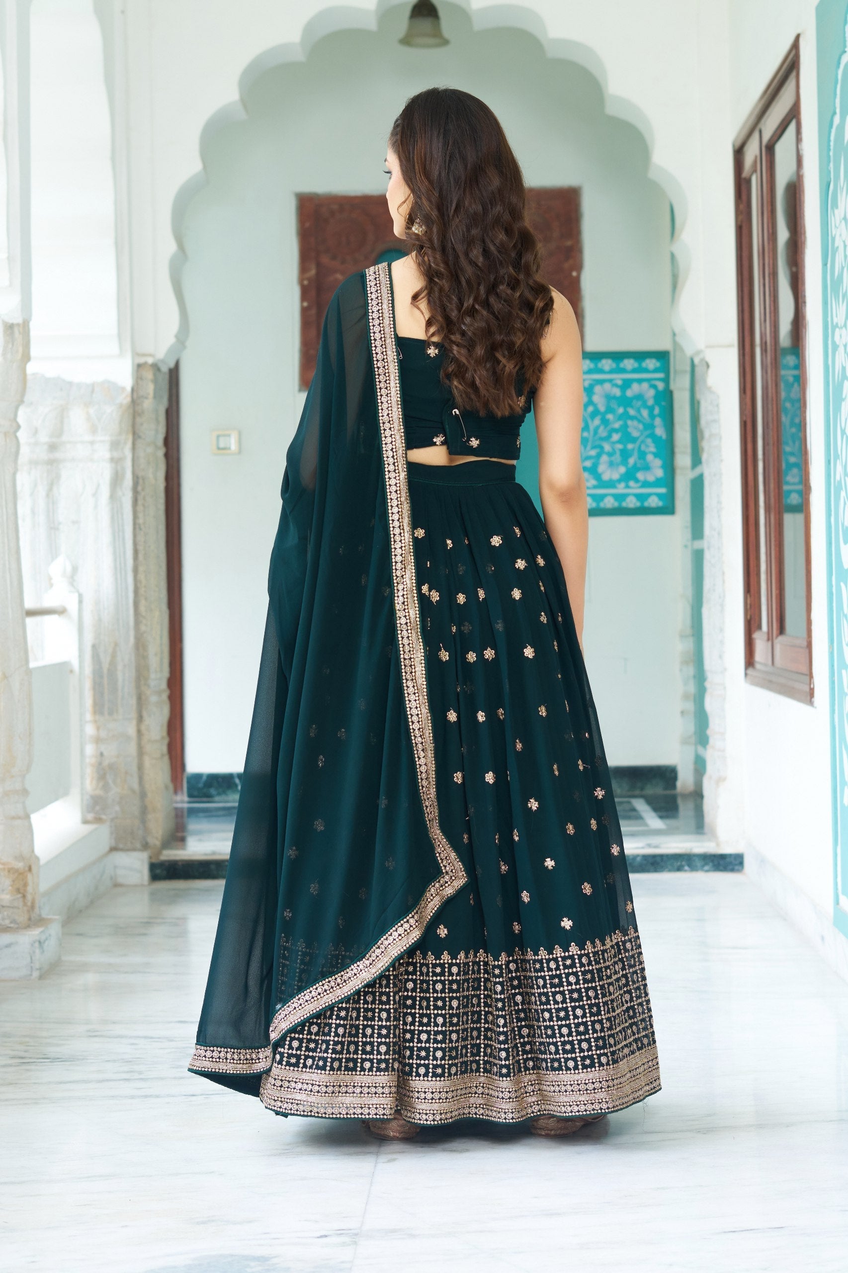DEIANA'S Heavy Embroidery With Multi Work Lehenga Choli - Rama 