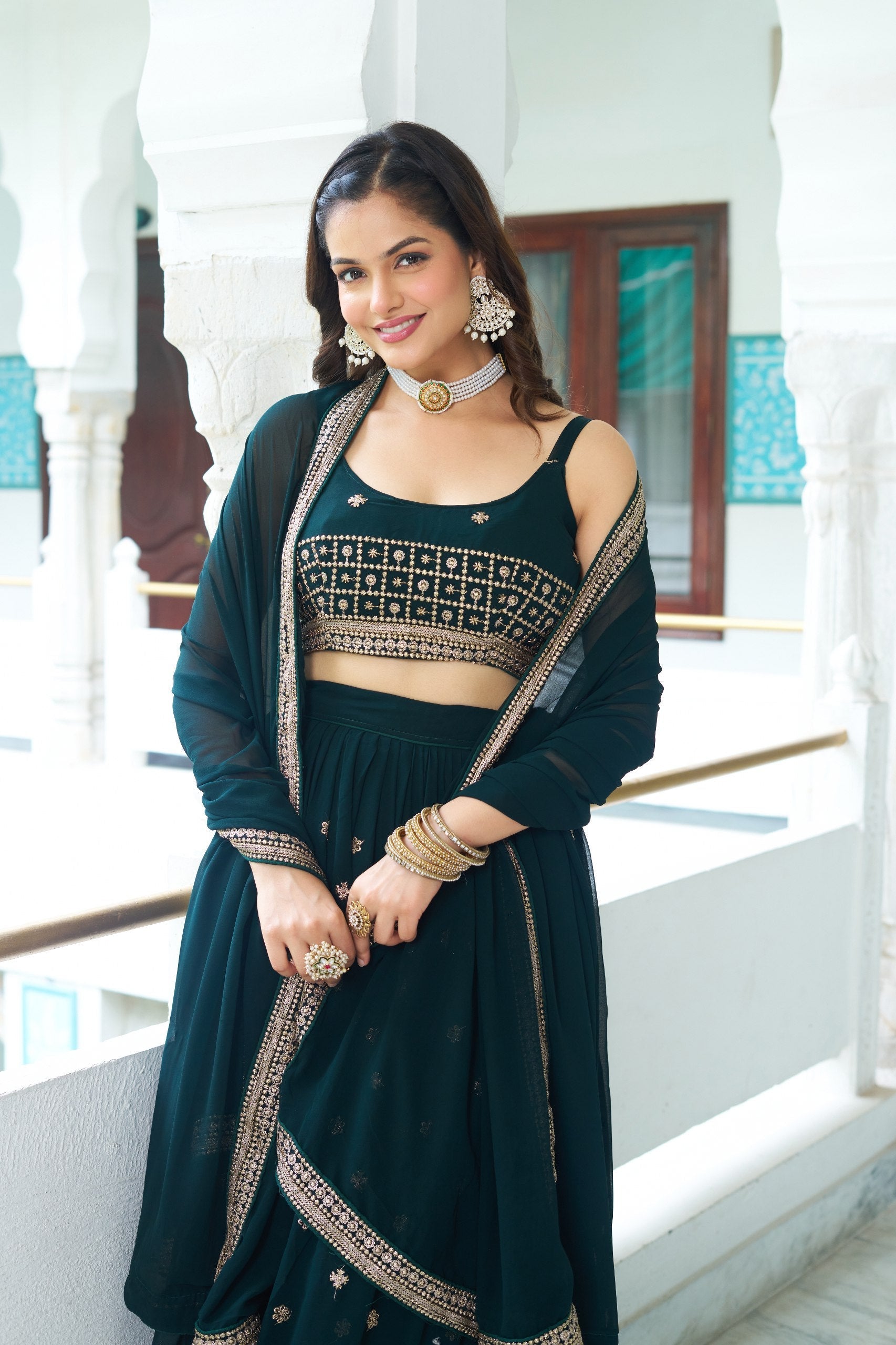 DEIANA'S Heavy Embroidery With Multi Work Lehenga Choli - Rama 