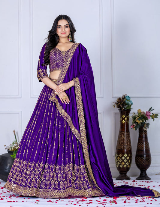 DEIANA'S Heavy Embroidery With Multi Work Lehenga Choli - purple