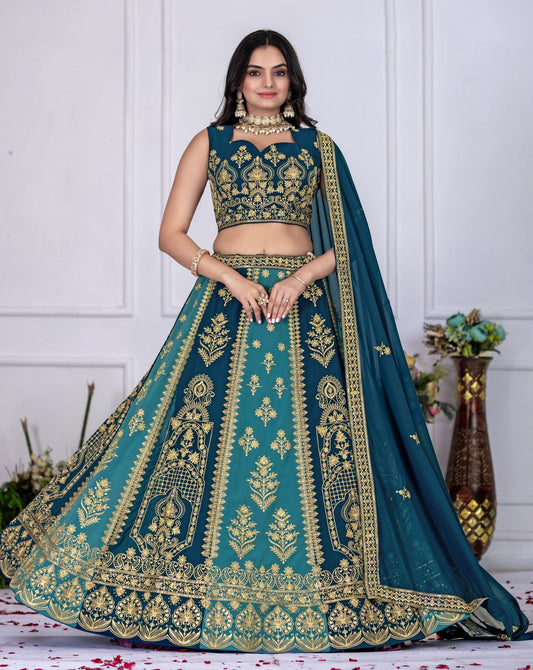 DEIANA'S Heavy Plain with crease work Lehenga Choli - Rama 