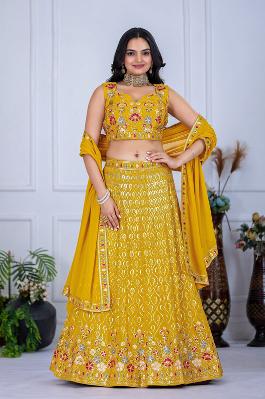 DEIANA'S Heavy Embroidery With Multi Work Lehenga Choli - Yellow 