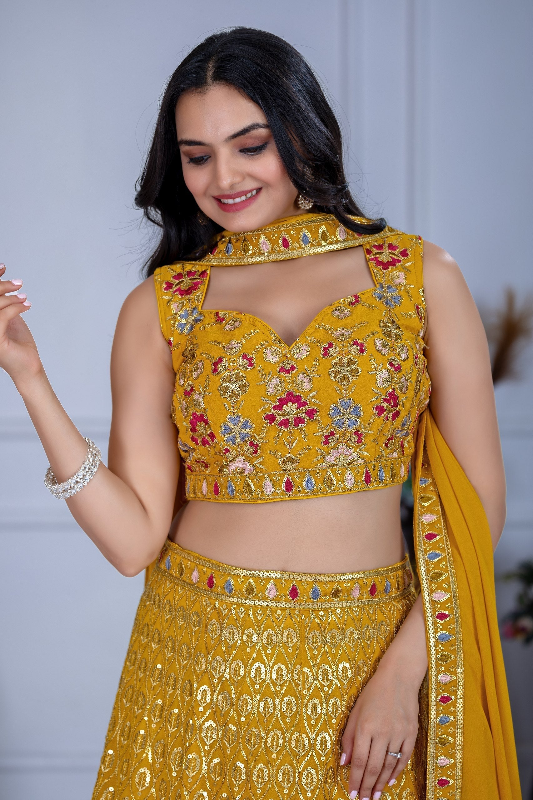 DEIANA'S Heavy Embroidery With Multi Work Lehenga Choli - Yellow 