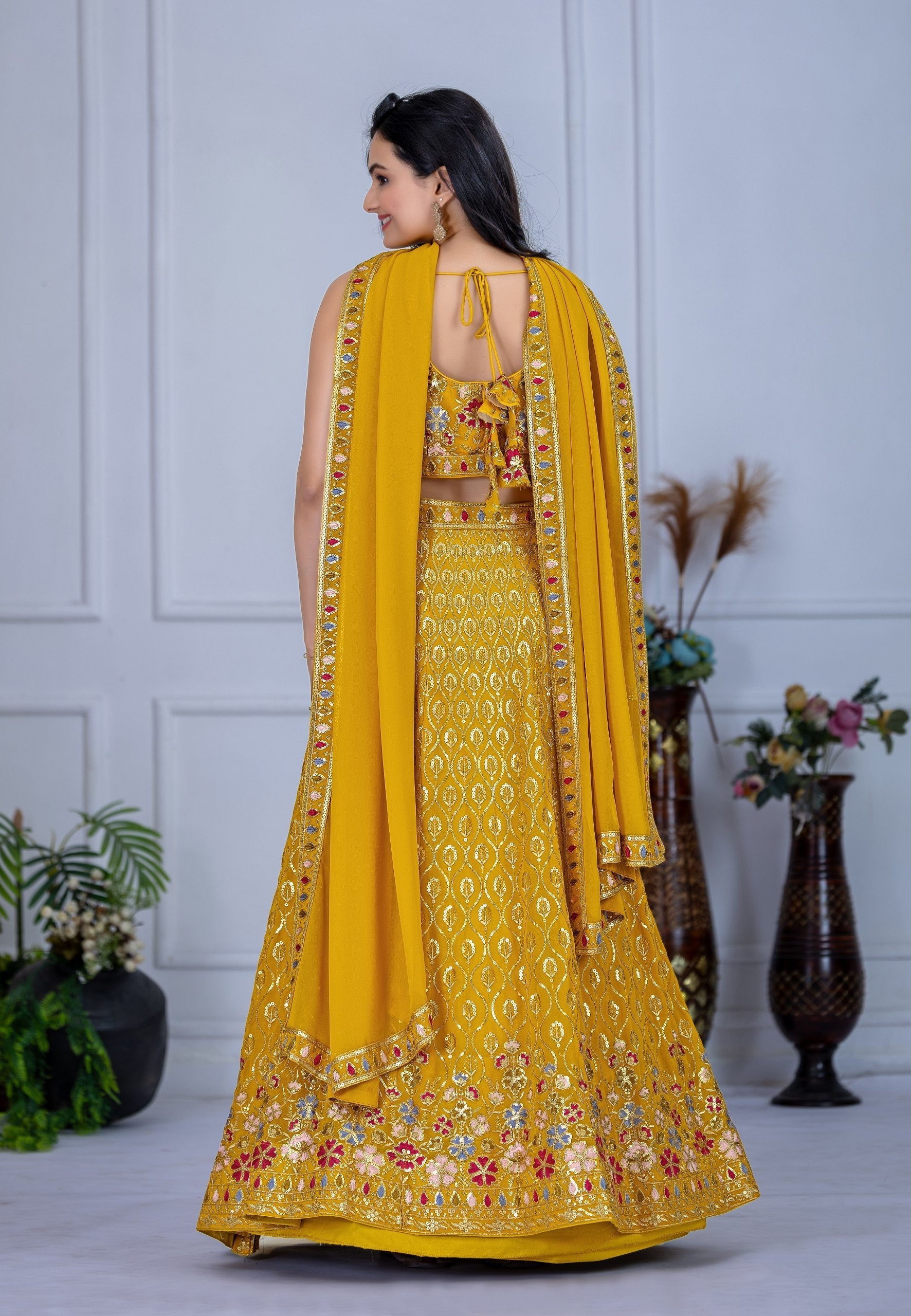 DEIANA'S Heavy Embroidery With Multi Work Lehenga Choli - Yellow 