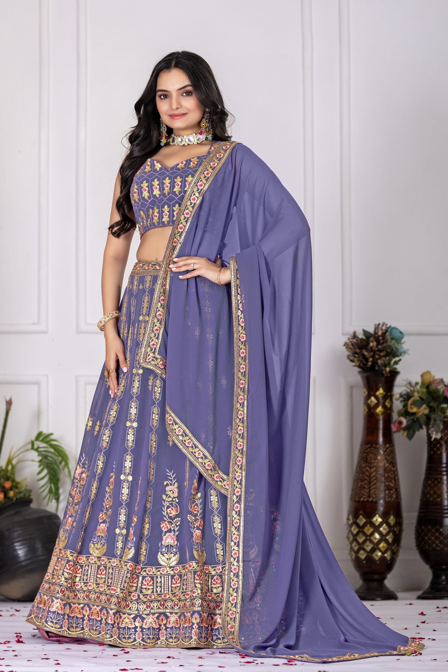 DEIANA'S Heavy Embroidery With Multi Work Lehenga Choli - Lovender 