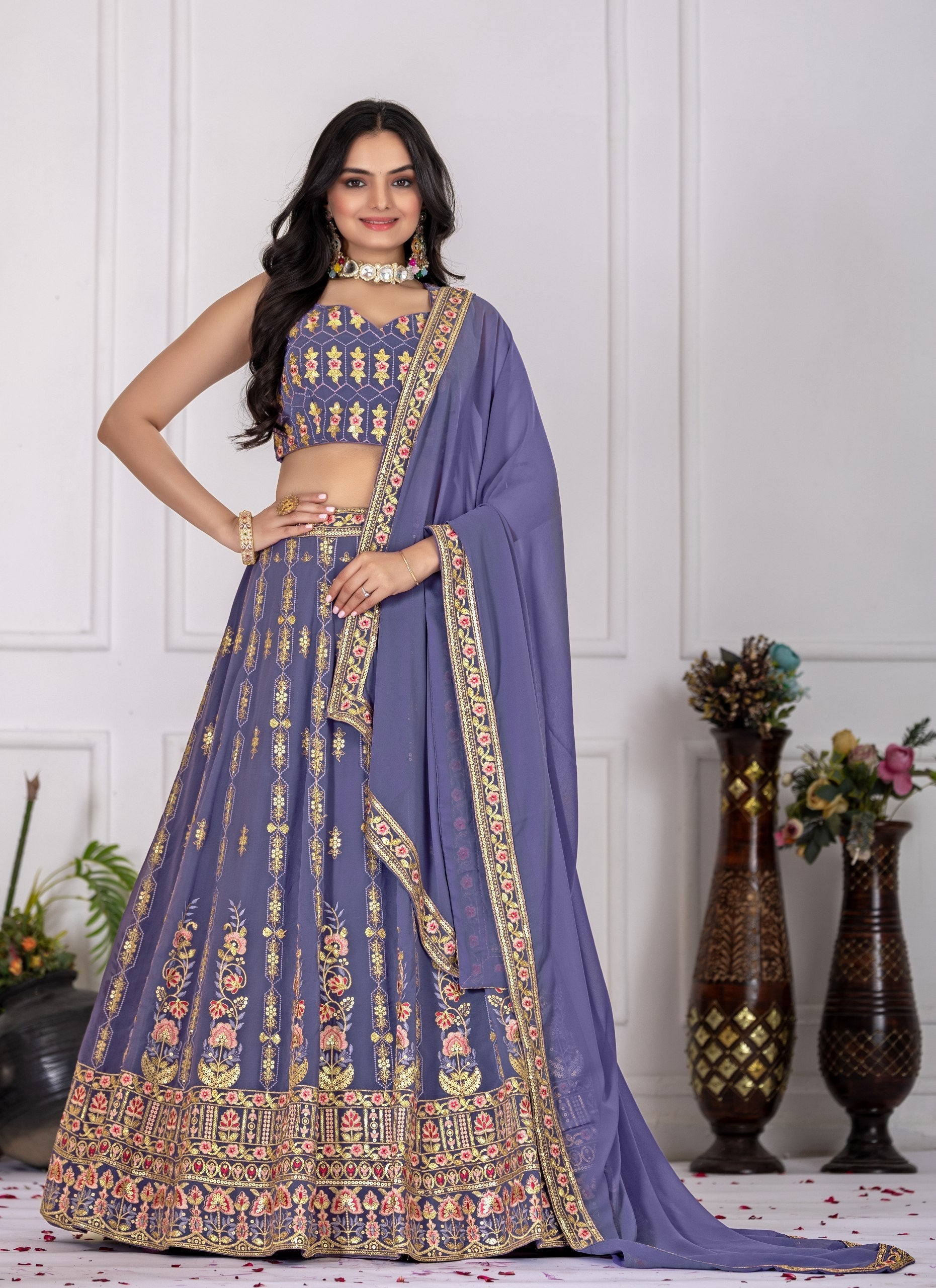 DEIANA'S Heavy Embroidery With Multi Work Lehenga Choli - Lovender 
