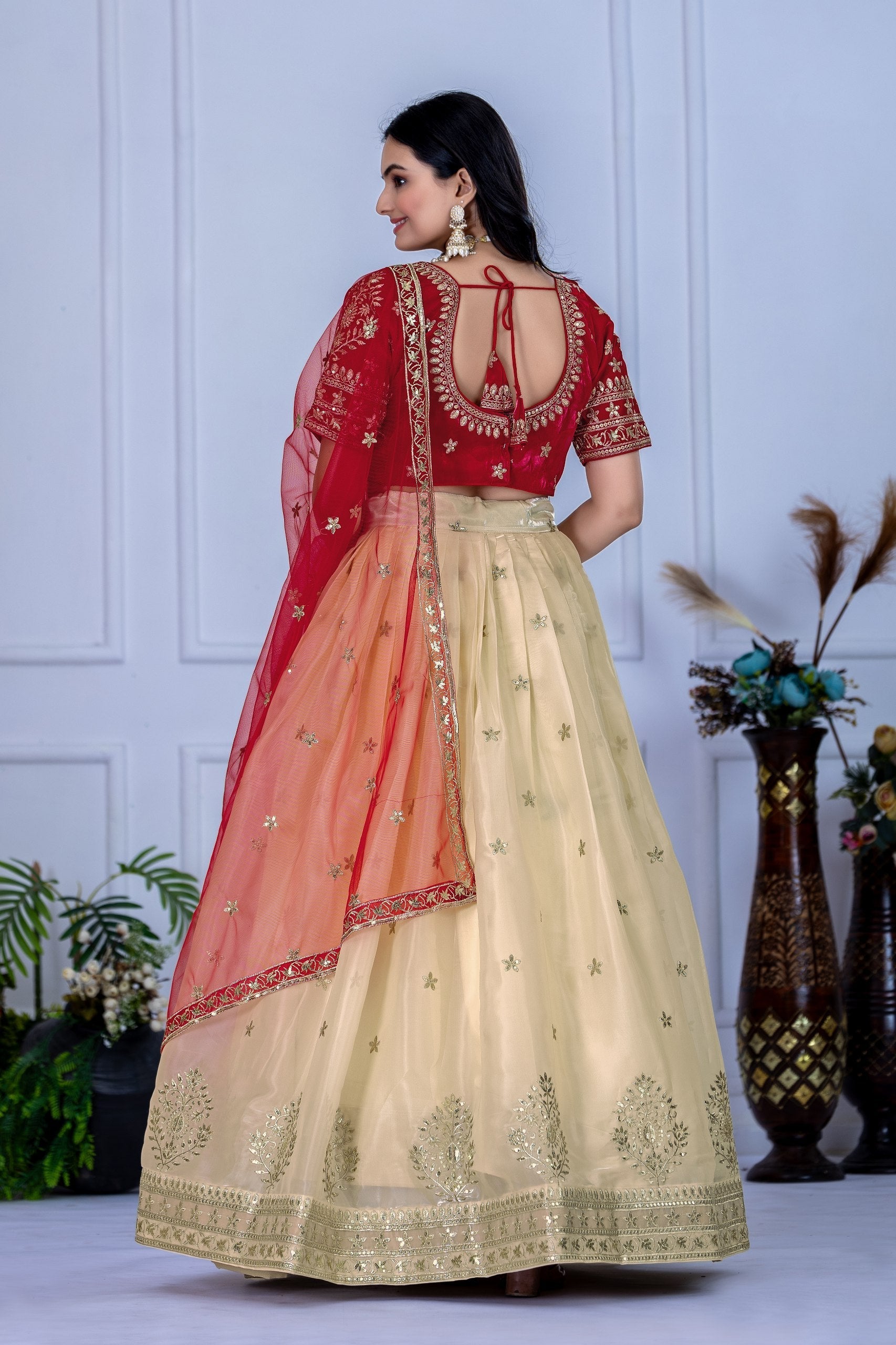 DEIANA'S Heavy Embroidery With Sequence Work Lehenga Choli - Off White 