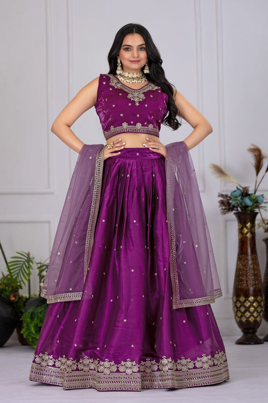 DEIANA'S Heavy Embroidery With Sequence Work Lehenga Choli - Wine 