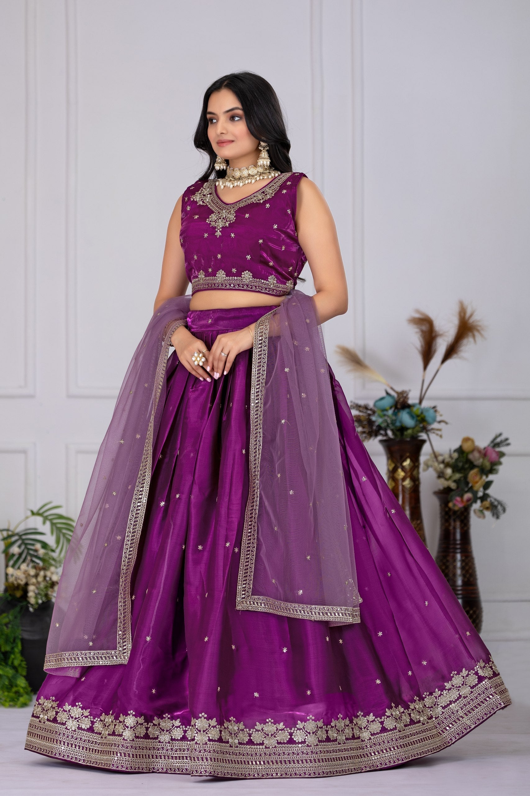DEIANA'S Heavy Embroidery With Sequence Work Lehenga Choli - Wine 