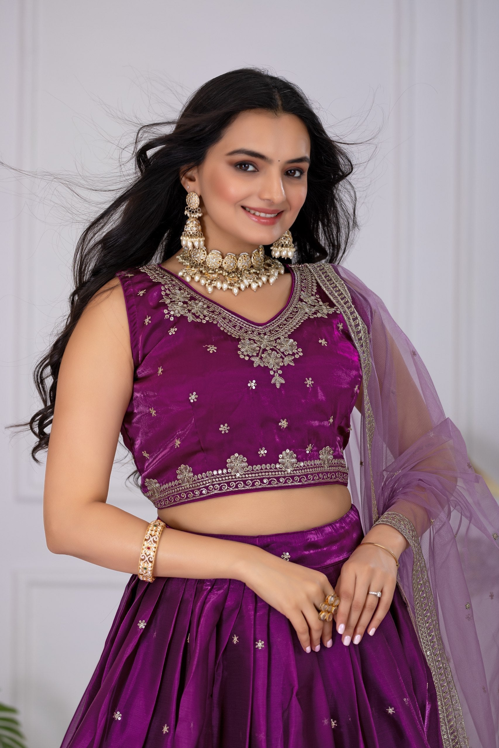 DEIANA'S Heavy Embroidery With Sequence Work Lehenga Choli - Wine 
