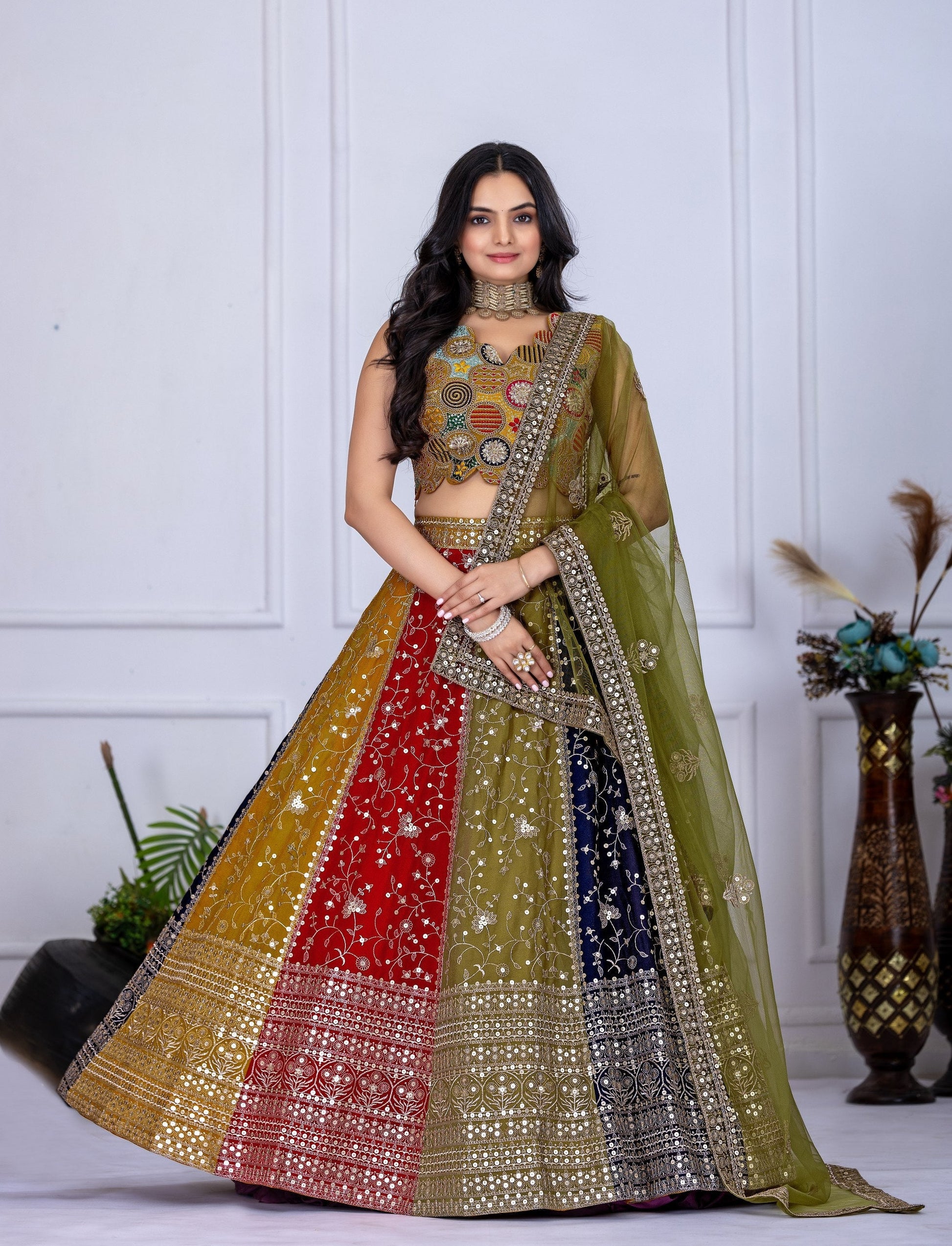 DEIANA'S Heavy Embroidery With Multi Work Lehenga Choli - Multi 