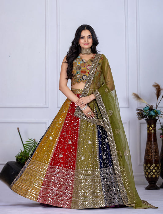 DEIANA'S Heavy Embroidery With Multi Work Lehenga Choli - Multi 