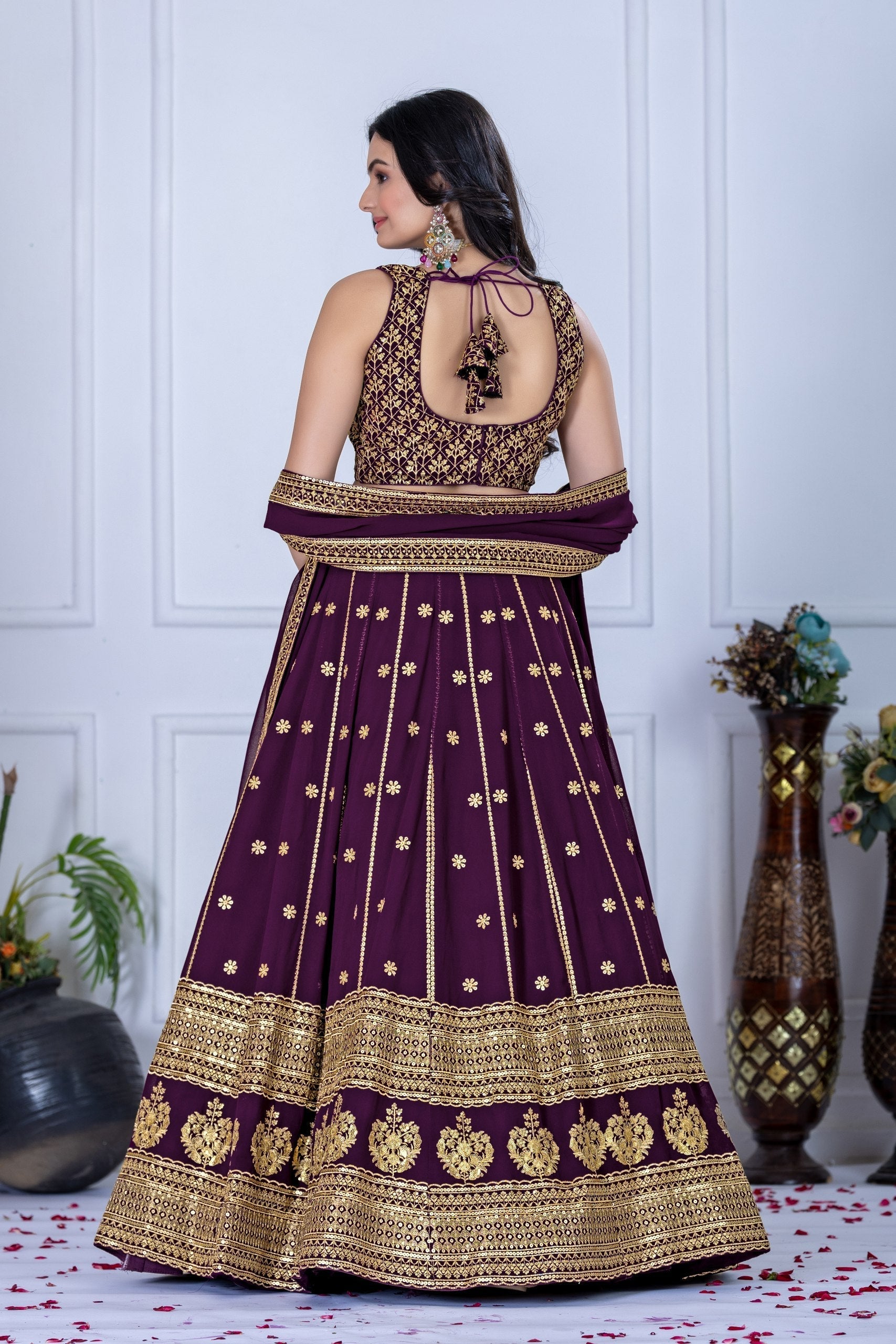 DEIANA'S Heavy Embroidery With Thread Work Lehenga Choli - Wine 