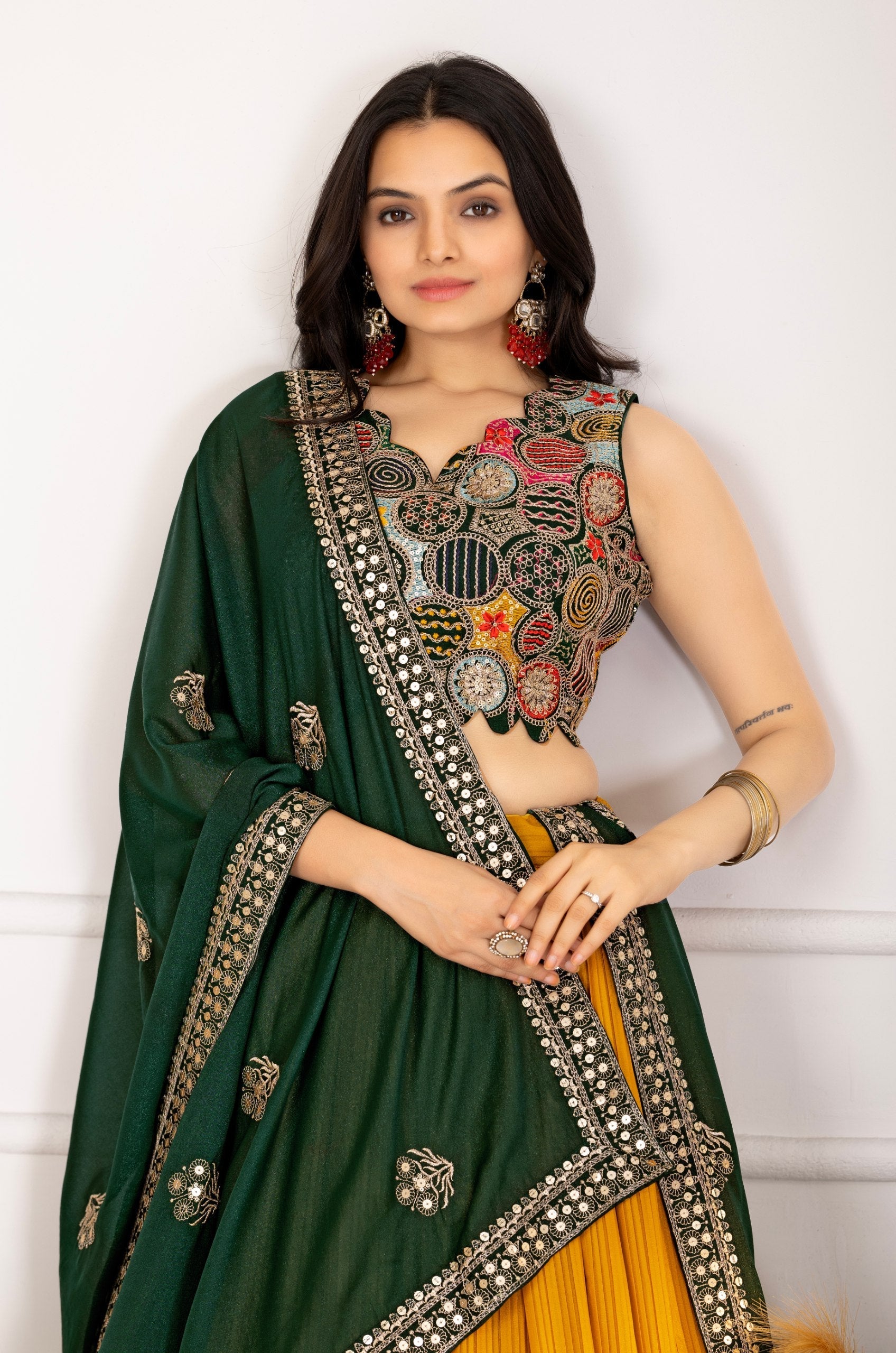 DEIANA'S Heavy Plain with crease work Lehenga Choli - Yellow 