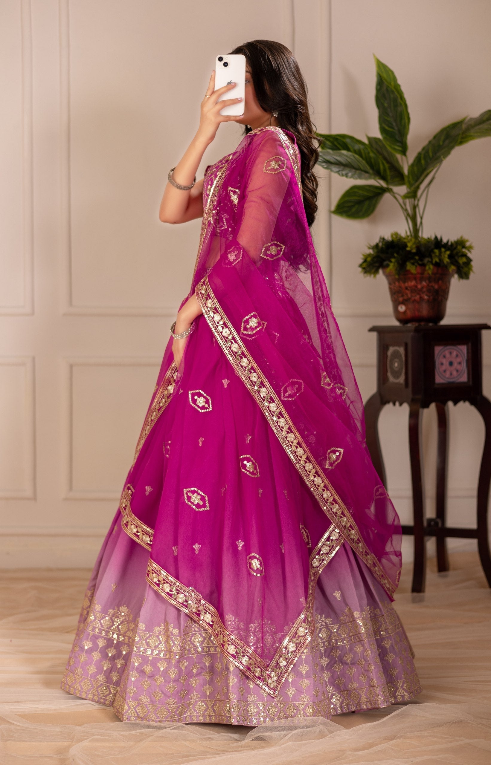 DEIANA'S Heavy Embroidery With Thread Work Lehenga Choli - Pink 