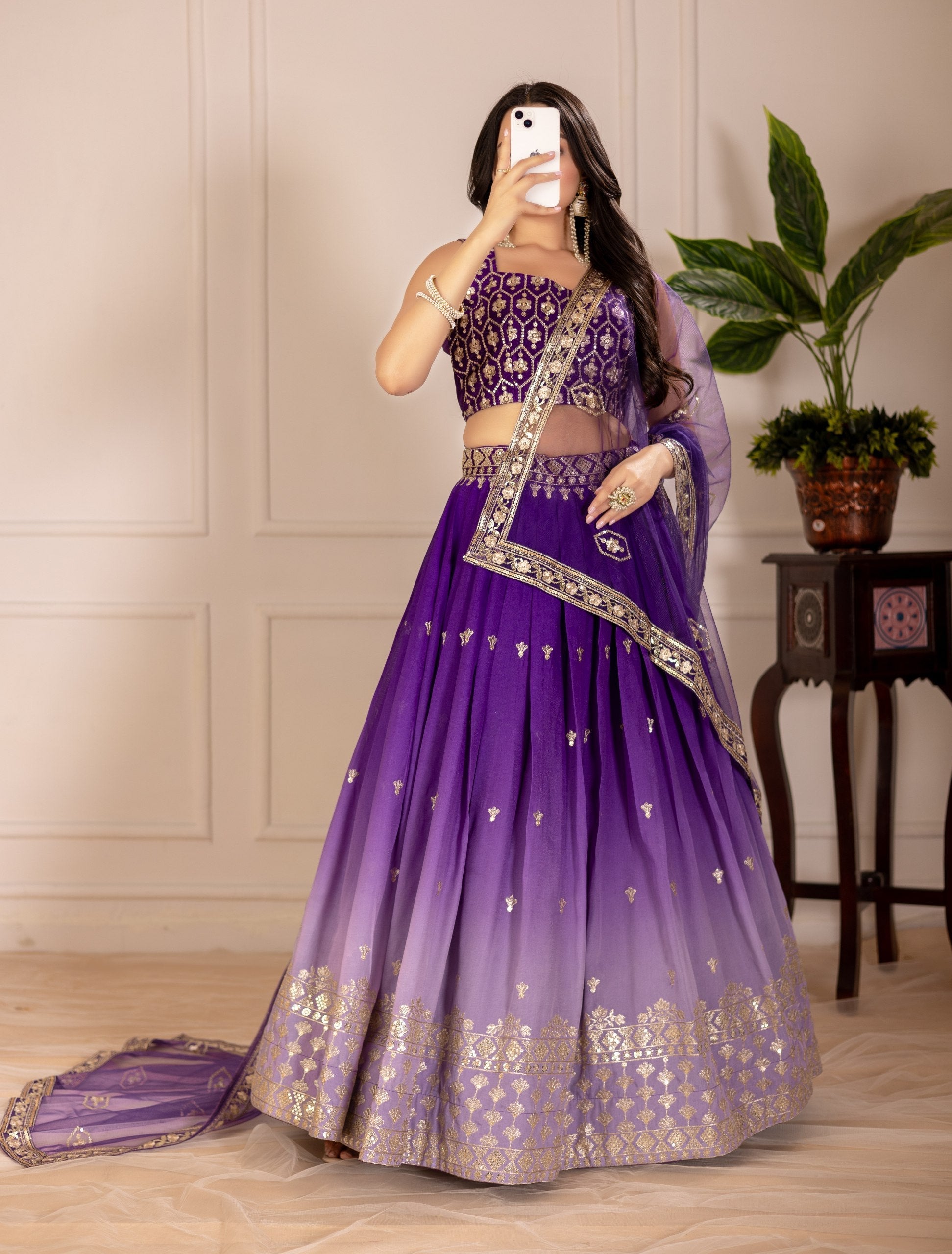 DEIANA'S Heavy Embroidery With Thread Work Lehenga Choli - Purple 