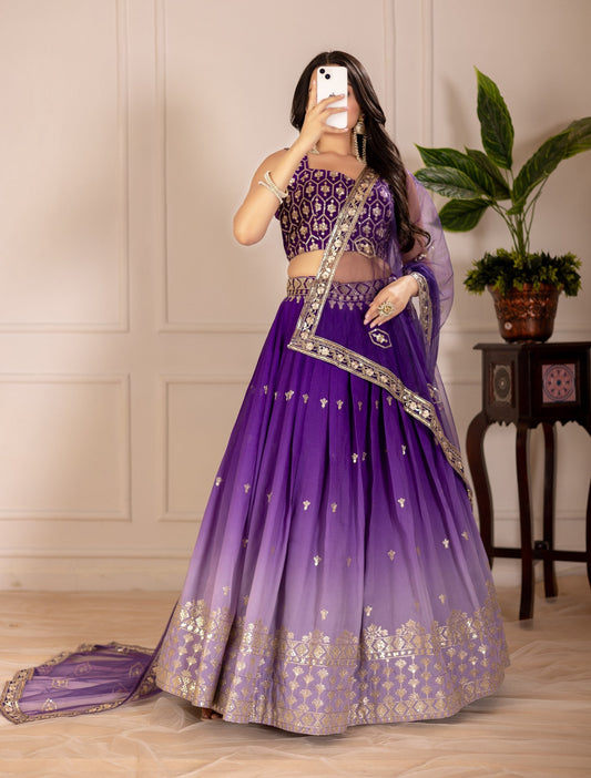 DEIANA'S Heavy Embroidery With Thread Work Lehenga Choli - Purple 