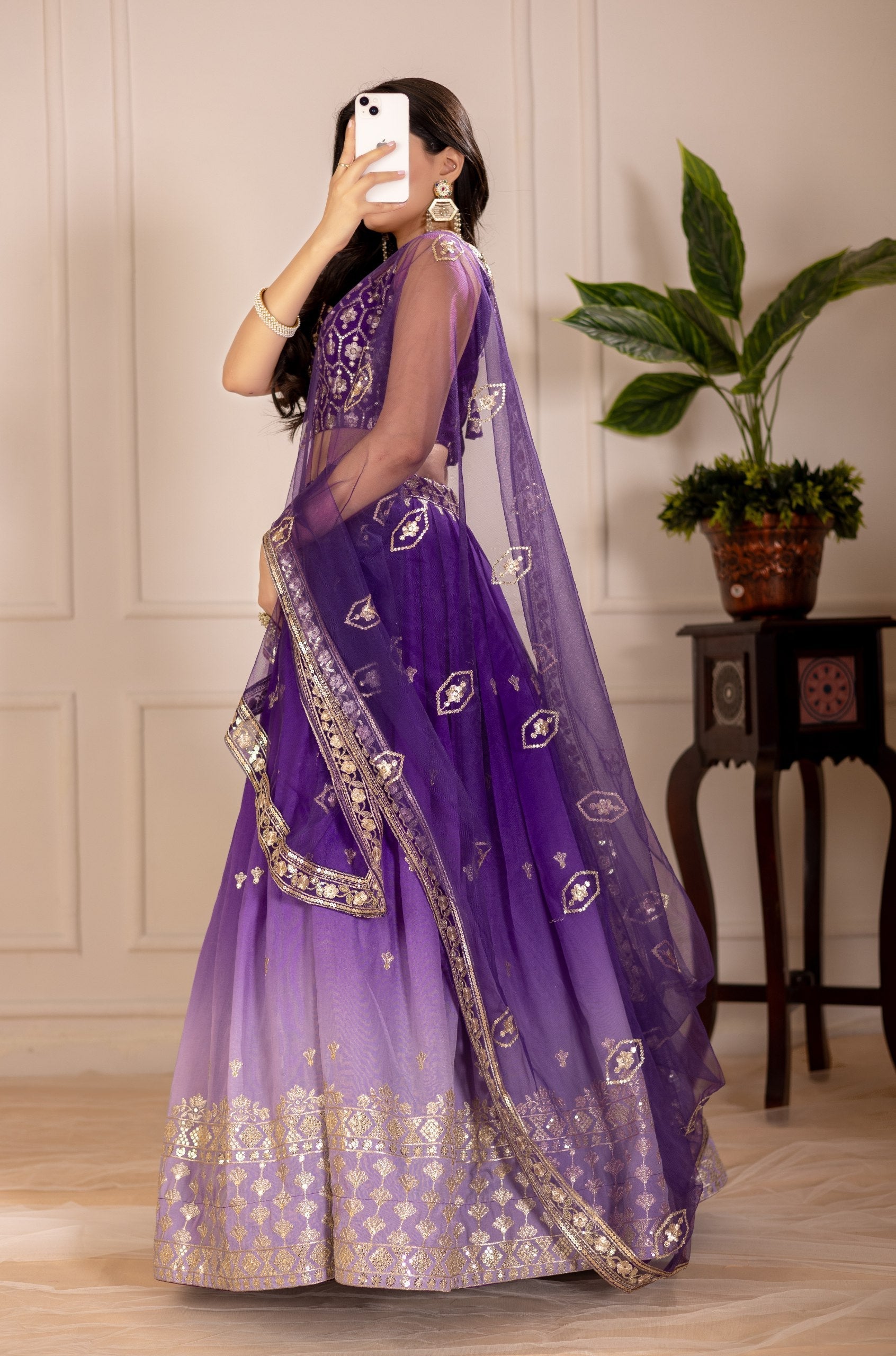 DEIANA'S Heavy Embroidery With Thread Work Lehenga Choli - Purple 