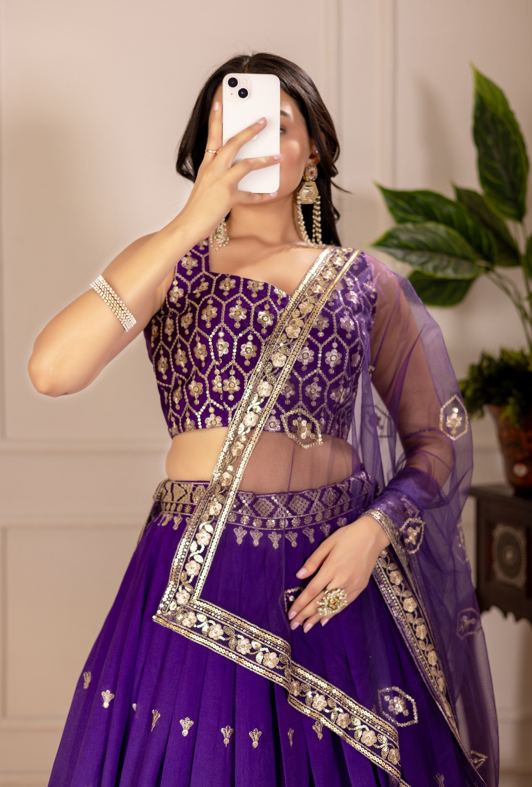 DEIANA'S Heavy Embroidery With Thread Work Lehenga Choli - Purple 