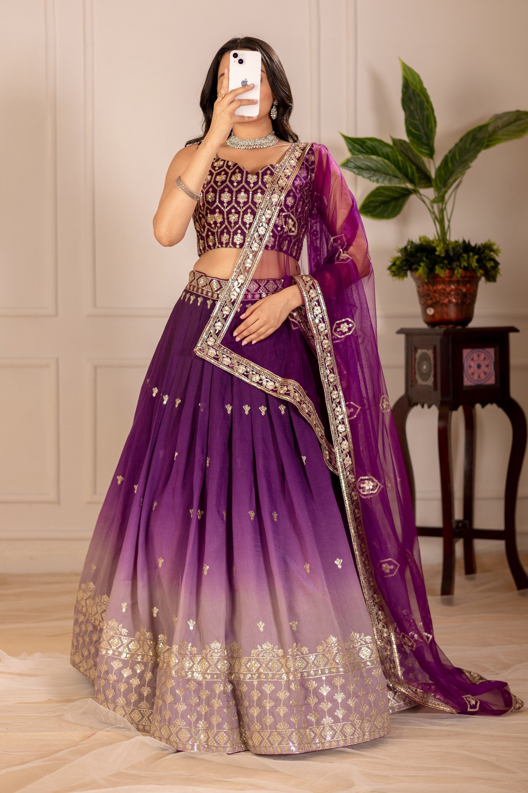 DEIANA'S Heavy Embroidery With Thread Work Lehenga Choli - Wine 