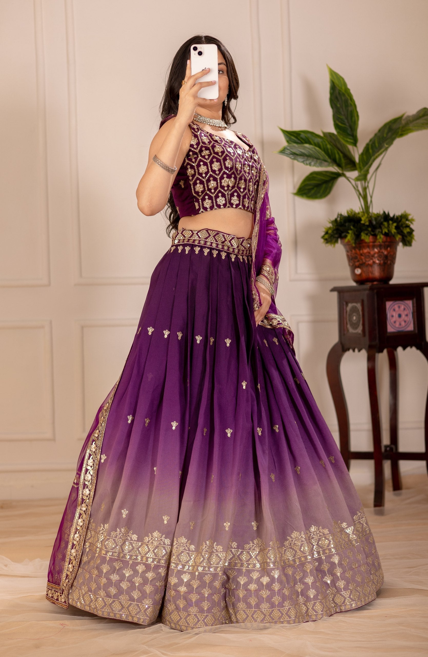 DEIANA'S Heavy Embroidery With Thread Work Lehenga Choli - Wine 