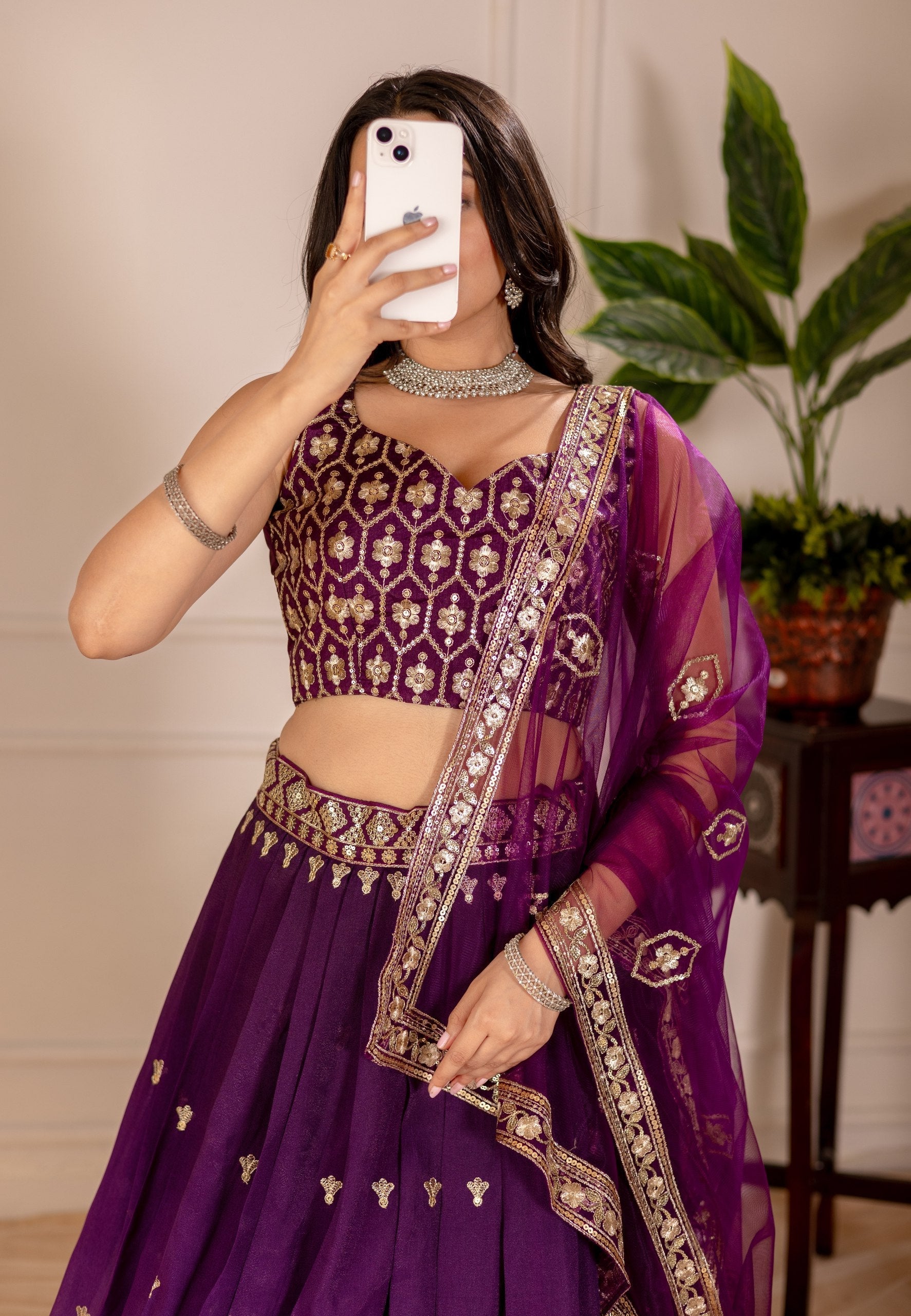 DEIANA'S Heavy Embroidery With Thread Work Lehenga Choli - Wine 