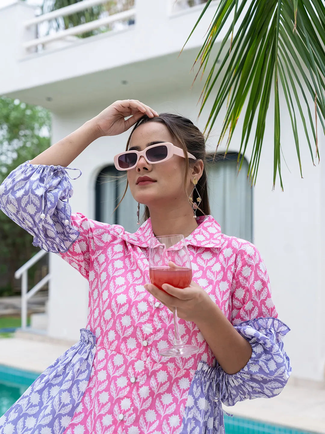 Yufta Pink Pure Cotton Colourblocking A-Line Dress  Grab2Buy Yufta Grab2Buy
