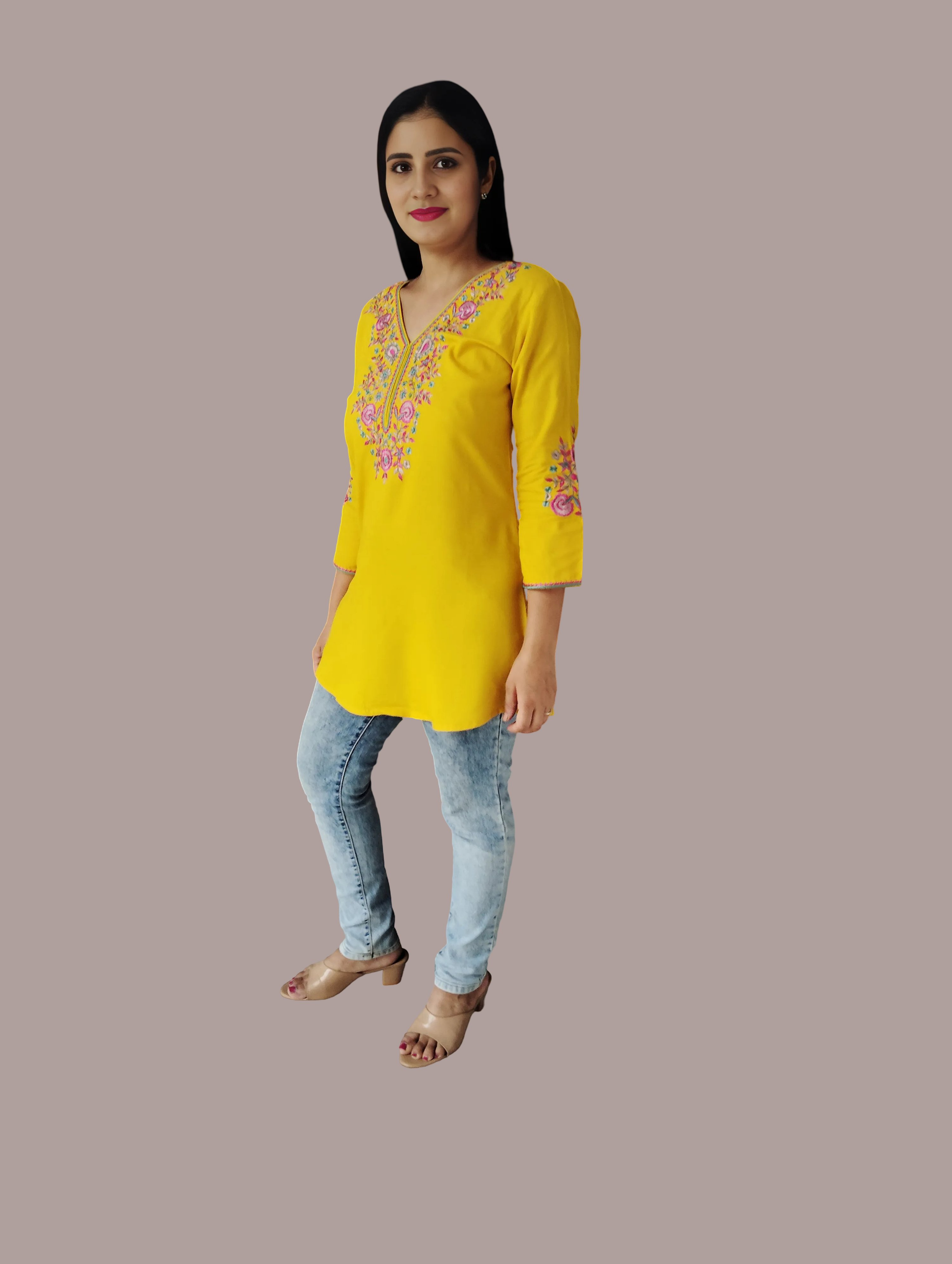 Jaitra Apparels Women Printed Pure Cotton Straight Kurta (Yellow)