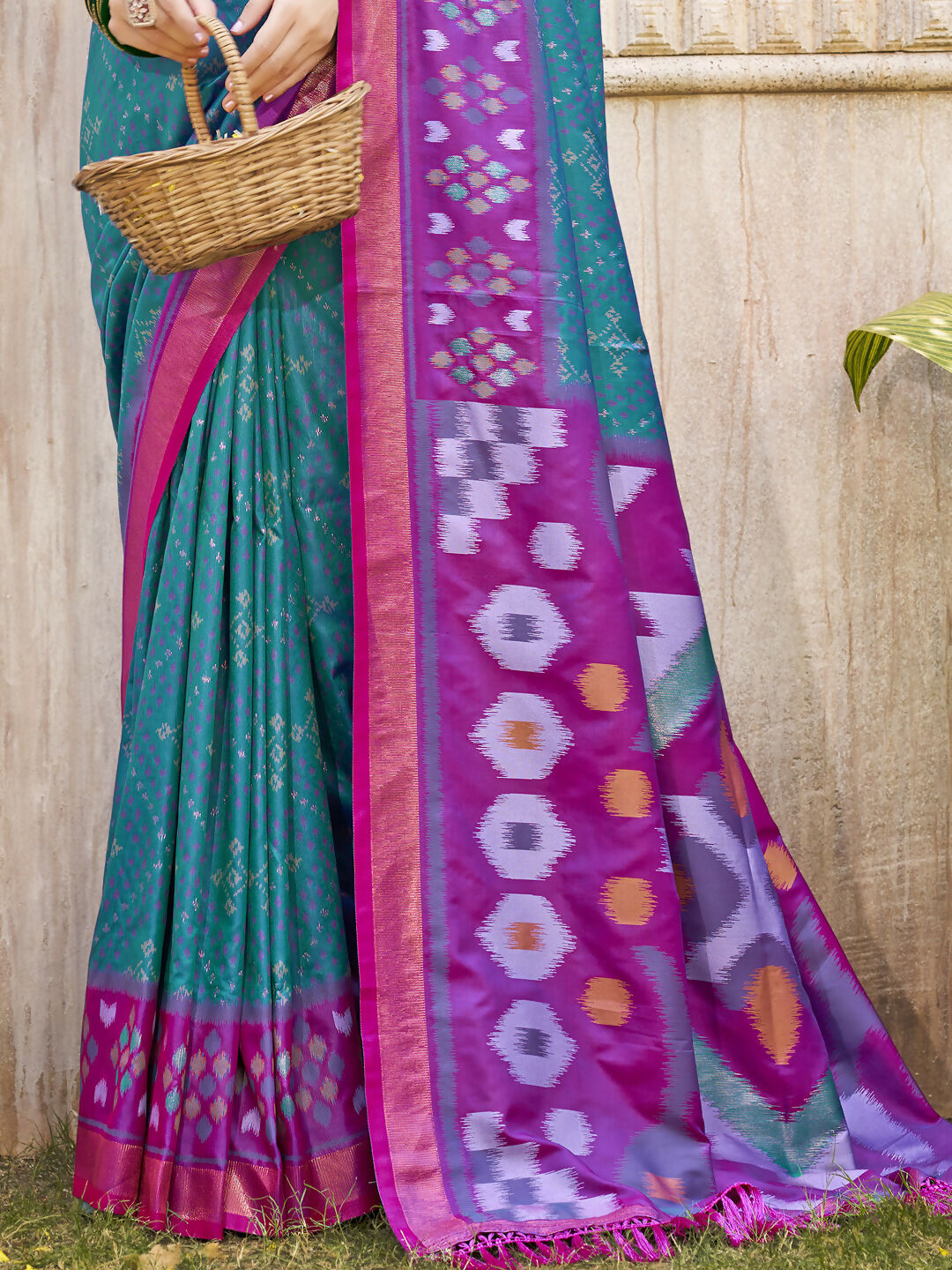 Shree Shyam Fashion Pochampalli Silk Sea Green Saree