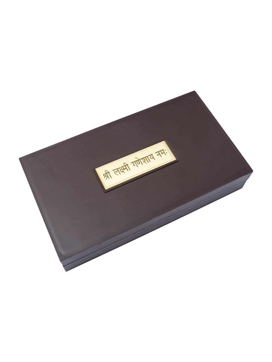 Golden Peacock Brown & Gold-Toned 24 Ct Gold Foil Laxmi And Ganesh Pooja Box 